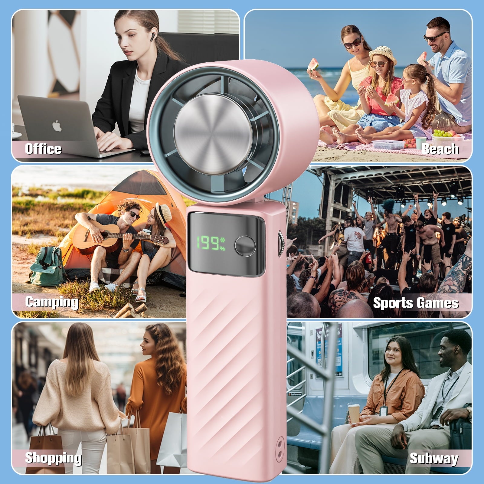 Juyafio Cutting-Edge Tech with 199 Speed Cooling Portable Small Fan&Handheld Fan,Foldable Desktop Fan,4000mAh, USB Rechargeable And Quiet Personal Fan For Home, Office, Travel & Outdoor Use (Black)